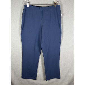 LL Bean Pants Womens Size Large PETITE Blue Perfect Fit Leg Pull On Casual NEW